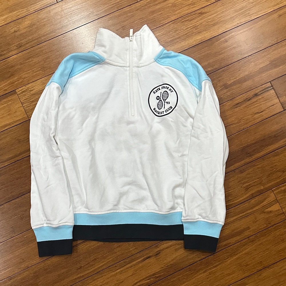 Kate Spade White and Light Blue Zip-Up sweatshirt